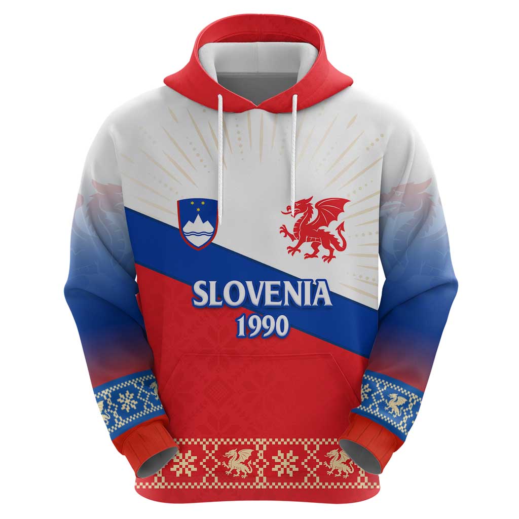 Slovenian Independence Hoodie 1990 Tribute with Dragon Emblem and Alpine Legacy TS04