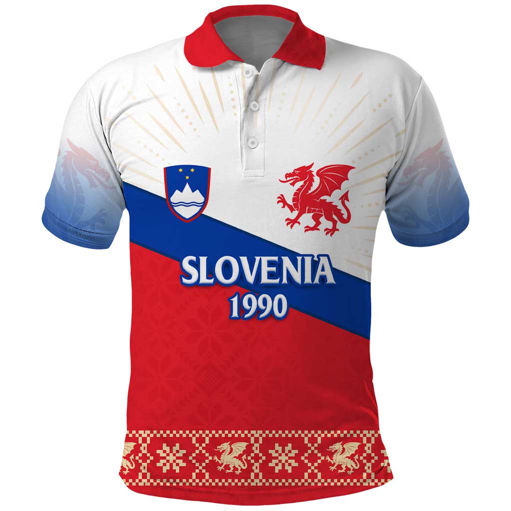 Slovenian Independence Polo Shirt 1990 Tribute with Dragon Emblem and Alpine Legacy TS04