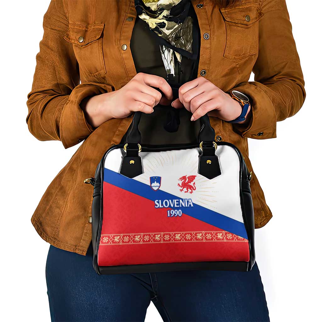 Slovenian Independence Shoulder Handbag 1990 Tribute with Dragon Emblem and Alpine Legacy TS04