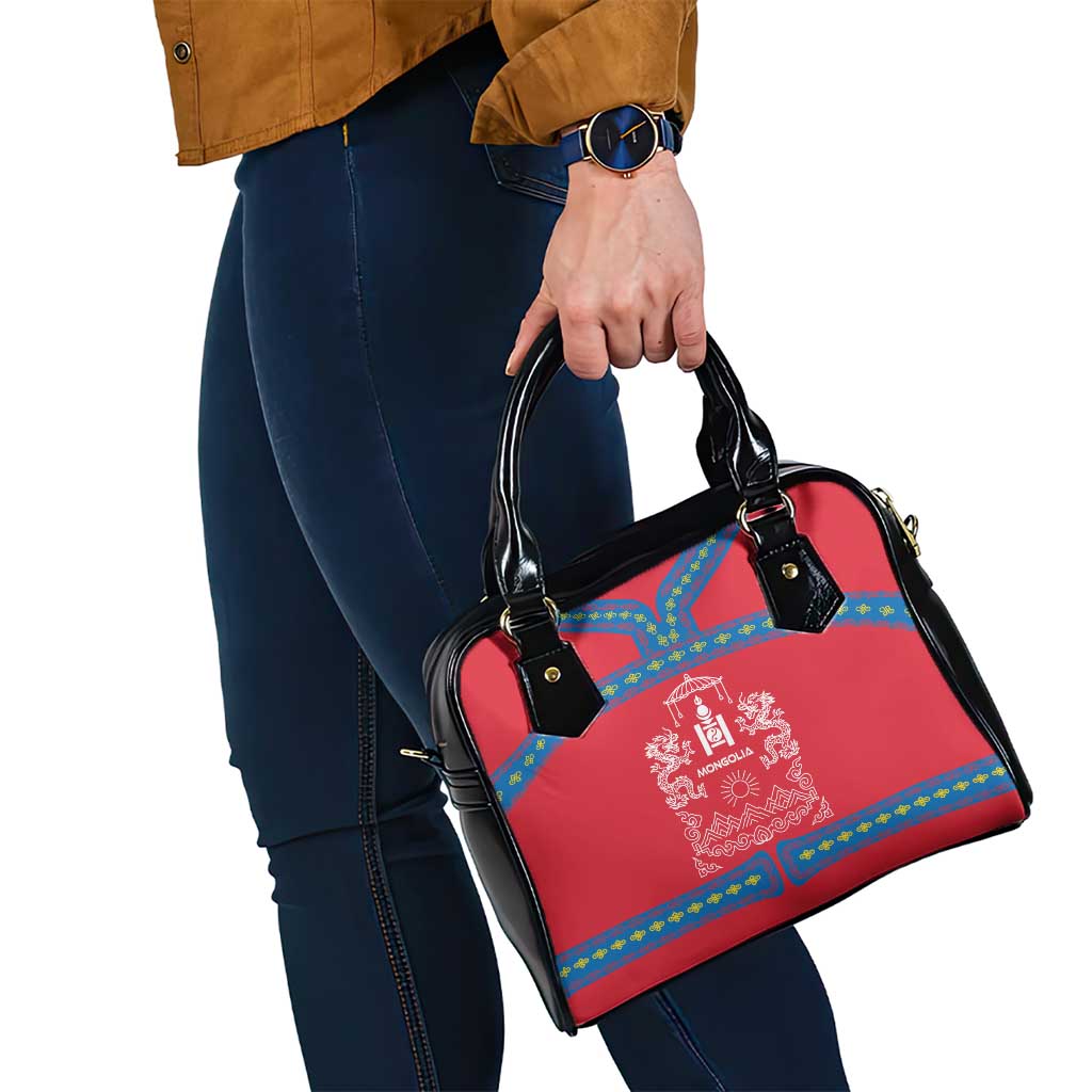 Mongolia Shoulder Handbag with Soyombo Dragon Sun Red Blue Tradition Spirit TS04