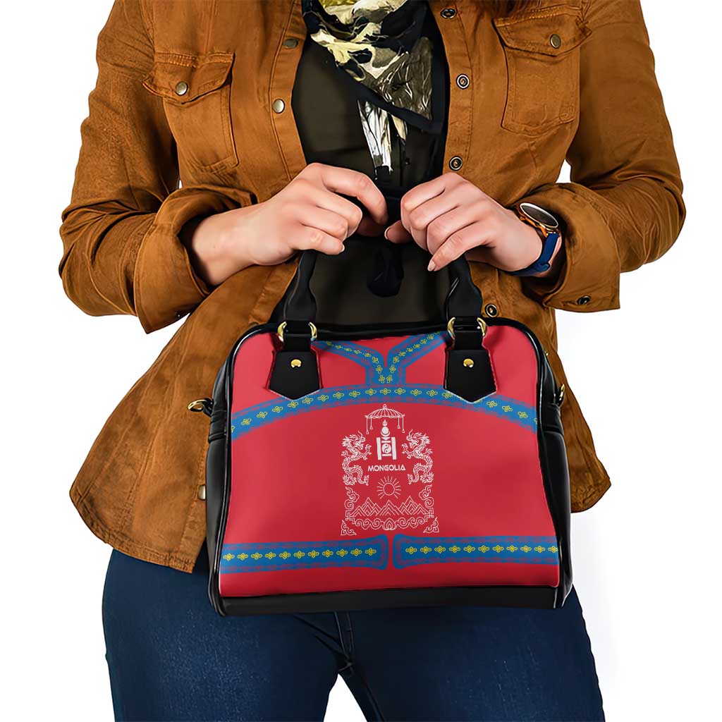 Mongolia Shoulder Handbag with Soyombo Dragon Sun Red Blue Tradition Spirit TS04
