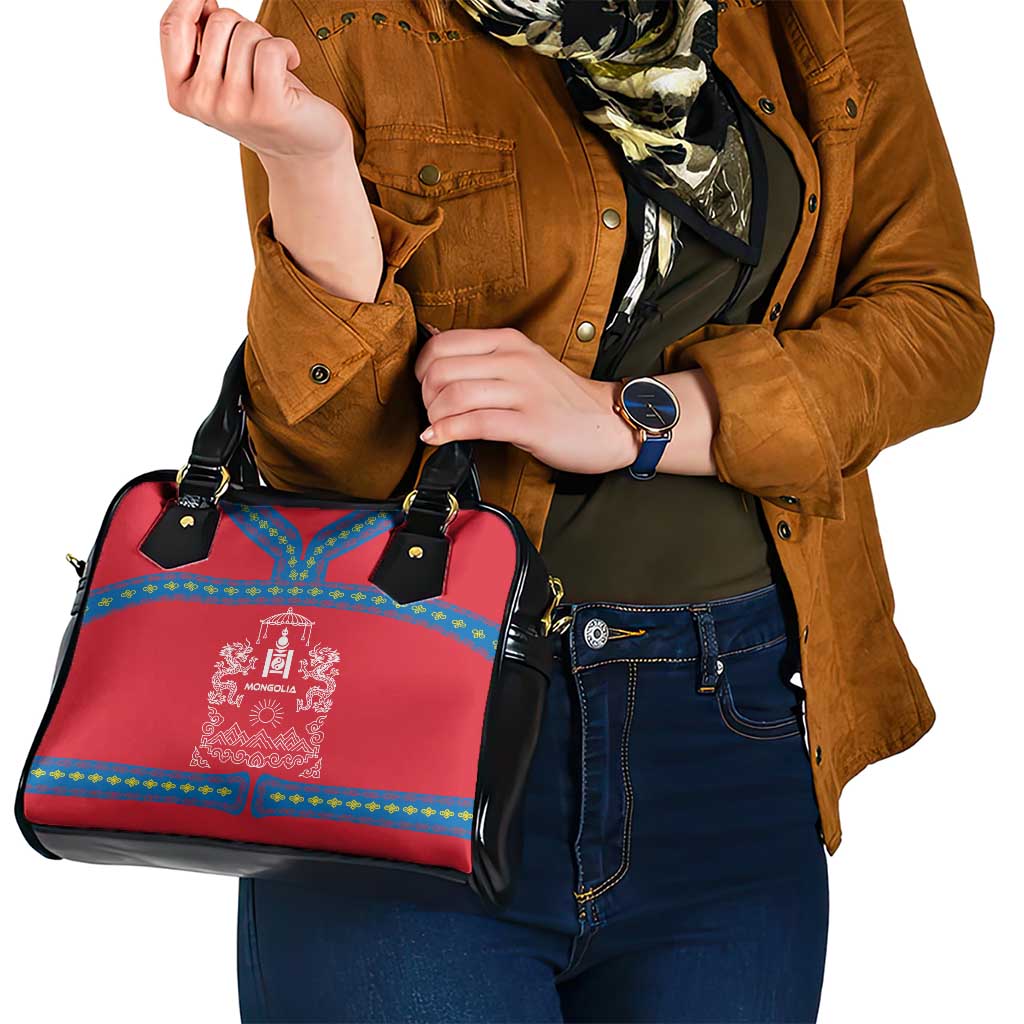 Mongolia Shoulder Handbag with Soyombo Dragon Sun Red Blue Tradition Spirit TS04