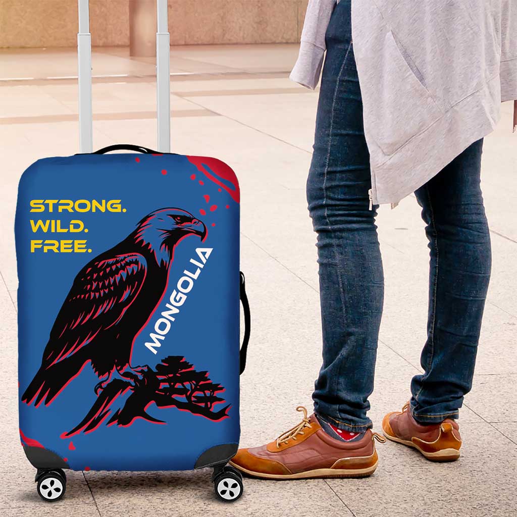 Mongolia Luggage Cover with Eagle Strong Wild Free Red Blue Brush Spirit TS04