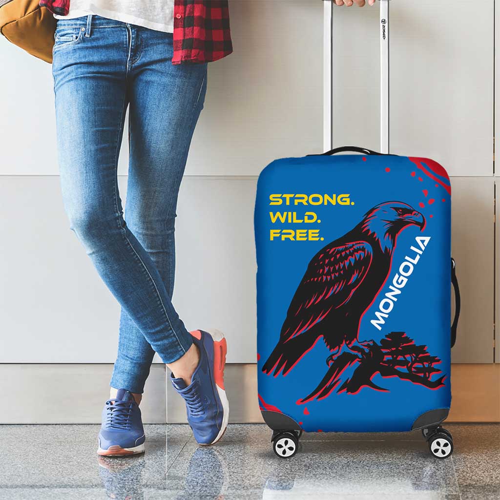 Mongolia Luggage Cover with Eagle Strong Wild Free Red Blue Brush Spirit TS04