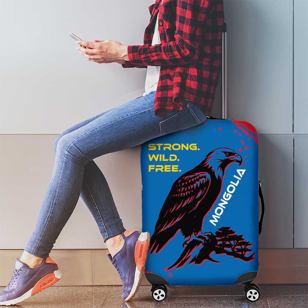 Mongolia Luggage Cover with Eagle Strong Wild Free Red Blue Brush Spirit TS04