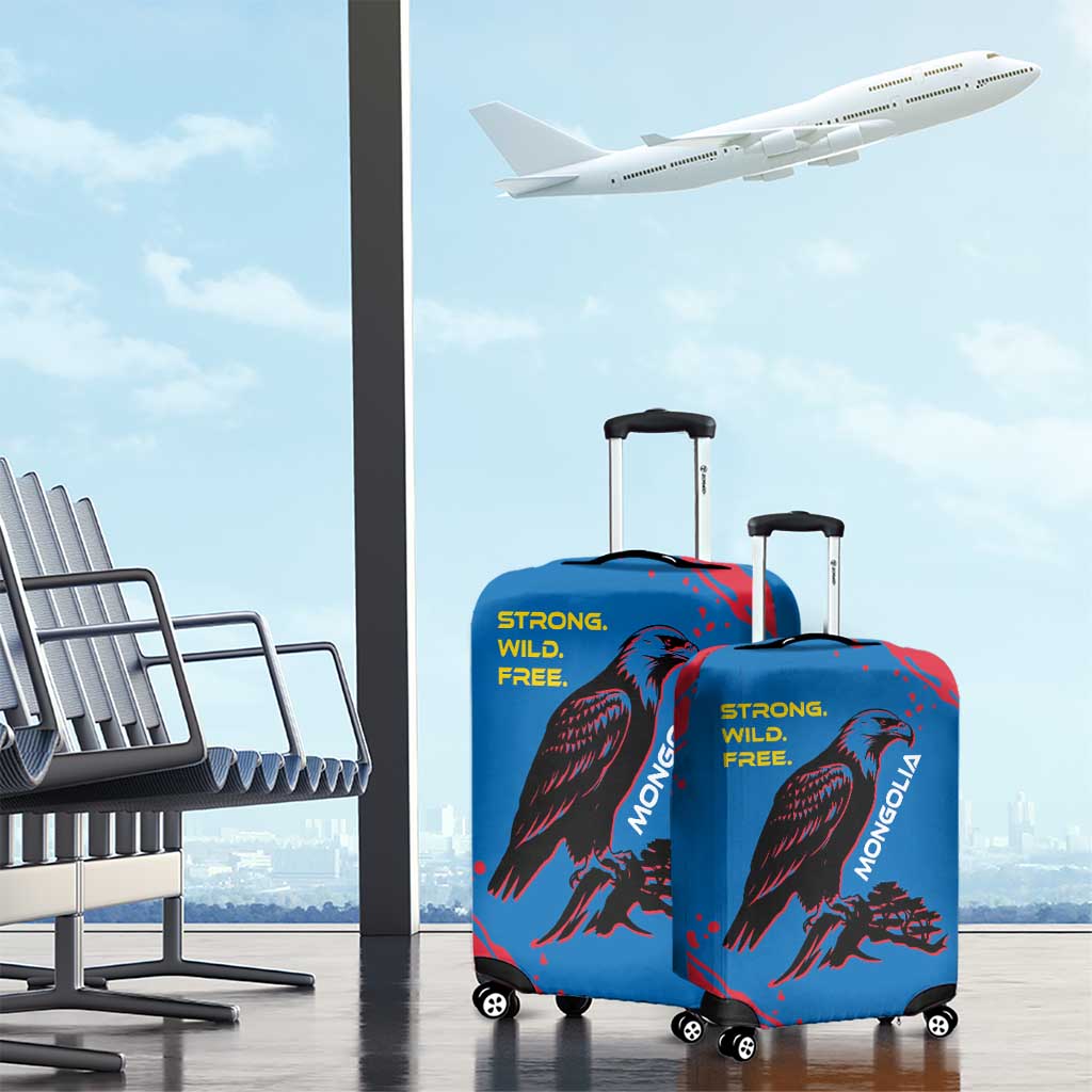 Mongolia Luggage Cover with Eagle Strong Wild Free Red Blue Brush Spirit TS04