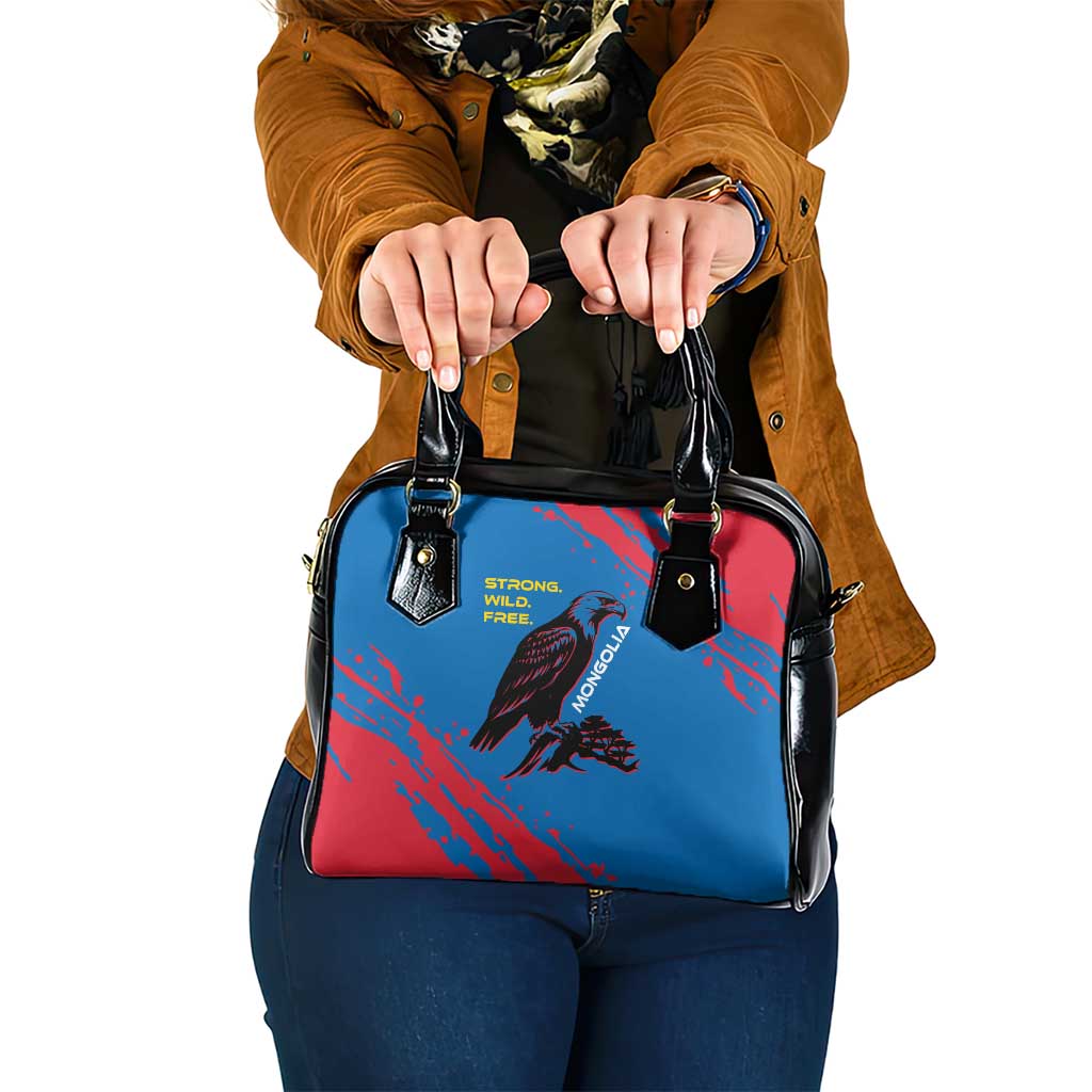 Mongolia Shoulder Handbag with Eagle Strong Wild Free Red Blue Brush Spirit TS04