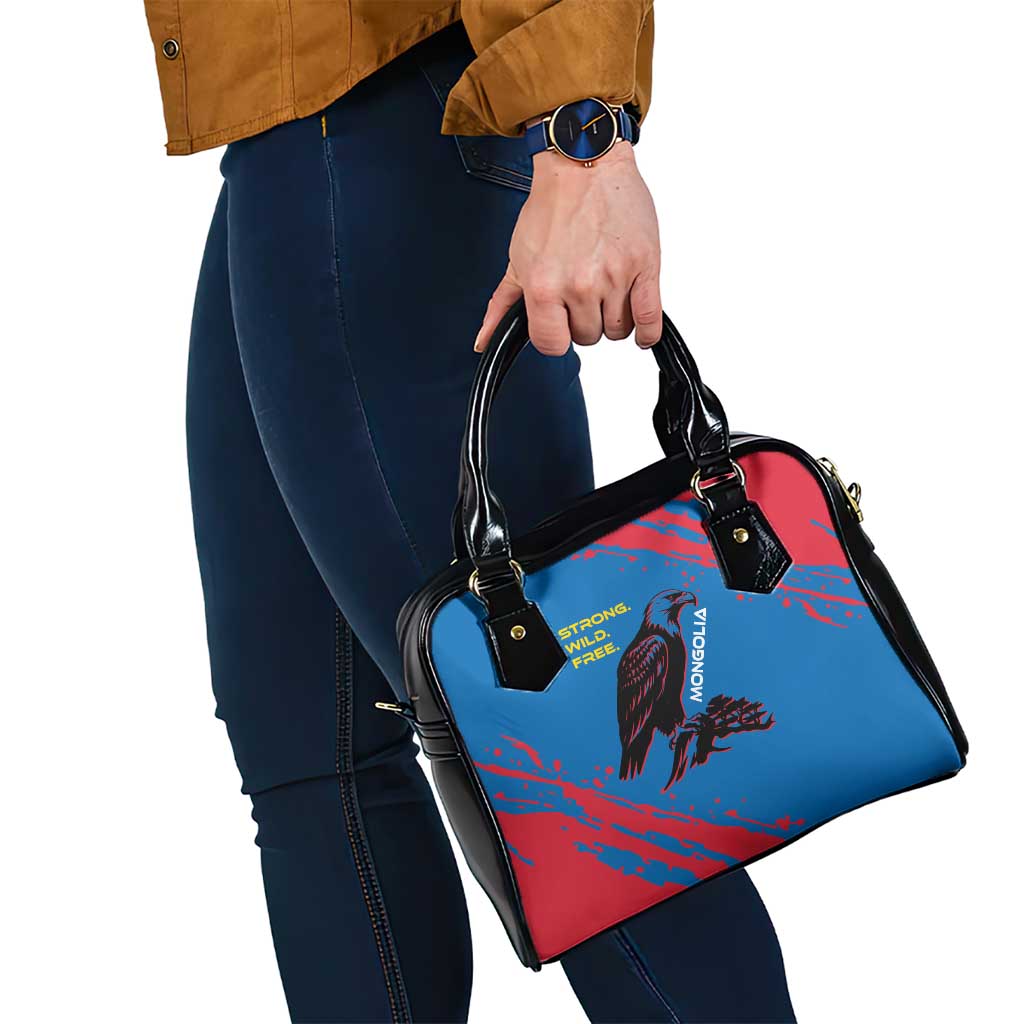 Mongolia Shoulder Handbag with Eagle Strong Wild Free Red Blue Brush Spirit TS04