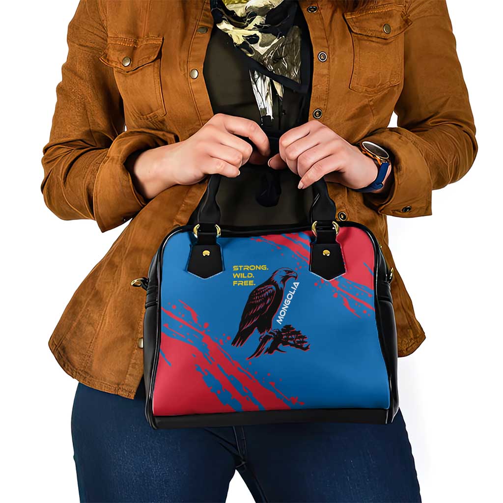 Mongolia Shoulder Handbag with Eagle Strong Wild Free Red Blue Brush Spirit TS04