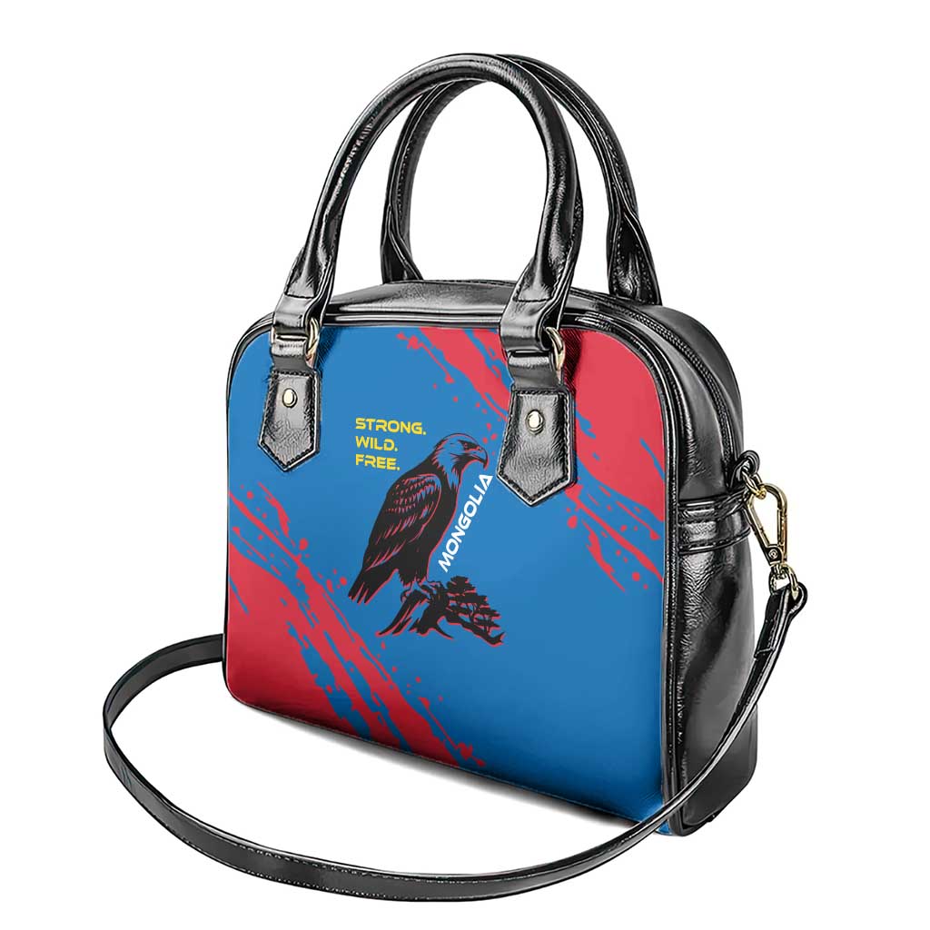 Mongolia Shoulder Handbag with Eagle Strong Wild Free Red Blue Brush Spirit TS04