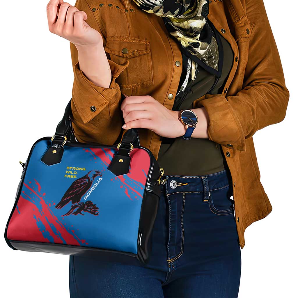 Mongolia Shoulder Handbag with Eagle Strong Wild Free Red Blue Brush Spirit TS04