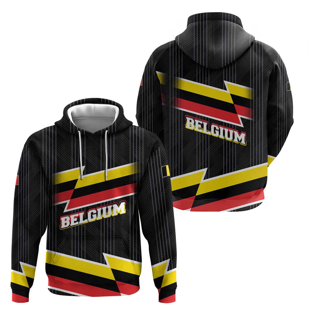 Belgium Hoodie with Black Red Yellow Lightning Flag Stripe Spirit TS04