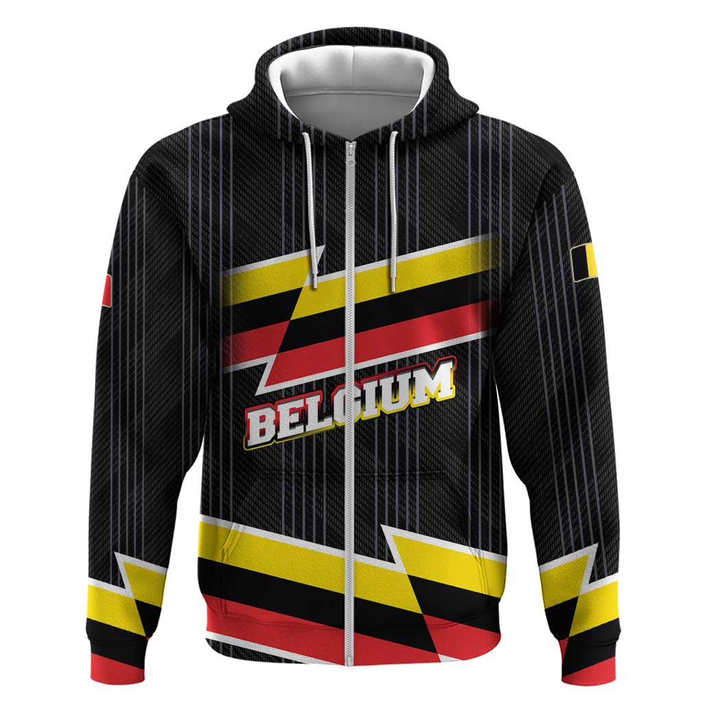 Belgium Hoodie with Black Red Yellow Lightning Flag Stripe Spirit TS04