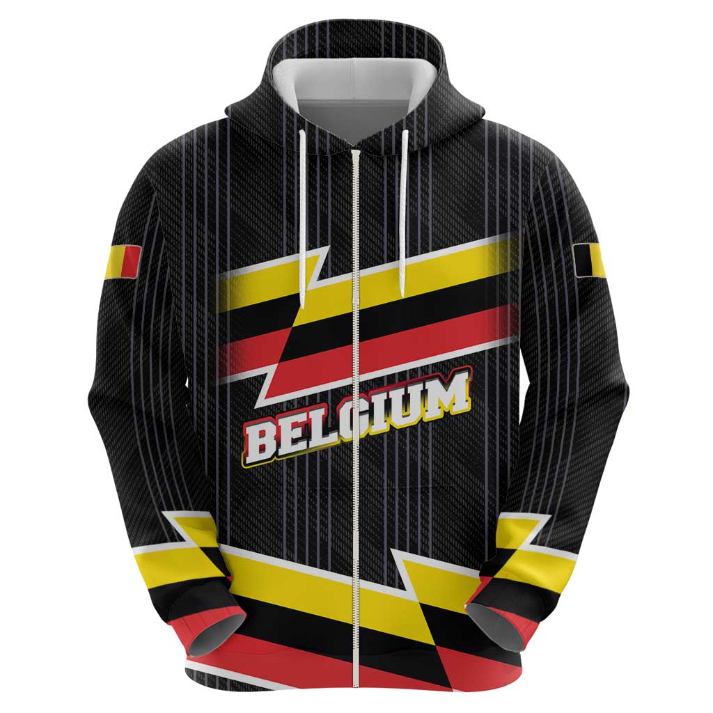 Belgium Hoodie with Black Red Yellow Lightning Flag Stripe Spirit TS04