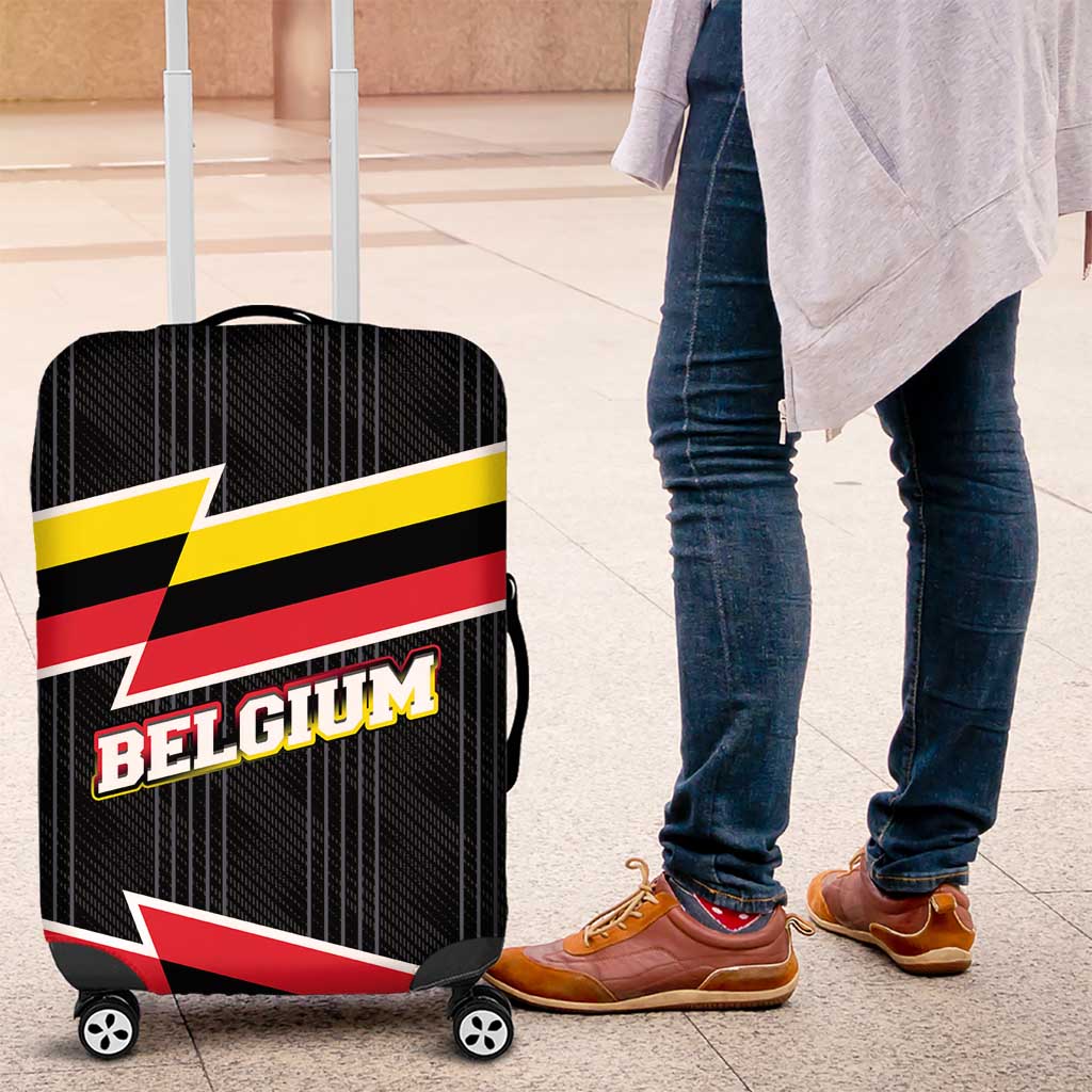Belgium Luggage Cover with Black Red Yellow Lightning Flag Stripe Spirit TS04