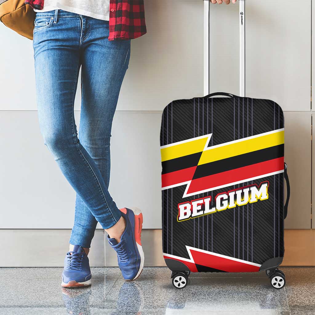 Belgium Luggage Cover with Black Red Yellow Lightning Flag Stripe Spirit TS04