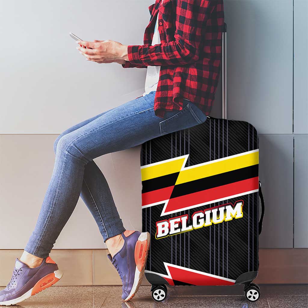 Belgium Luggage Cover with Black Red Yellow Lightning Flag Stripe Spirit TS04