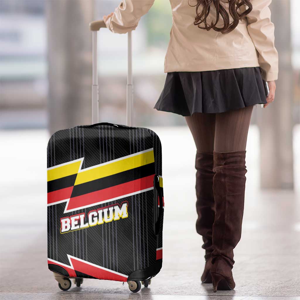 Belgium Luggage Cover with Black Red Yellow Lightning Flag Stripe Spirit TS04