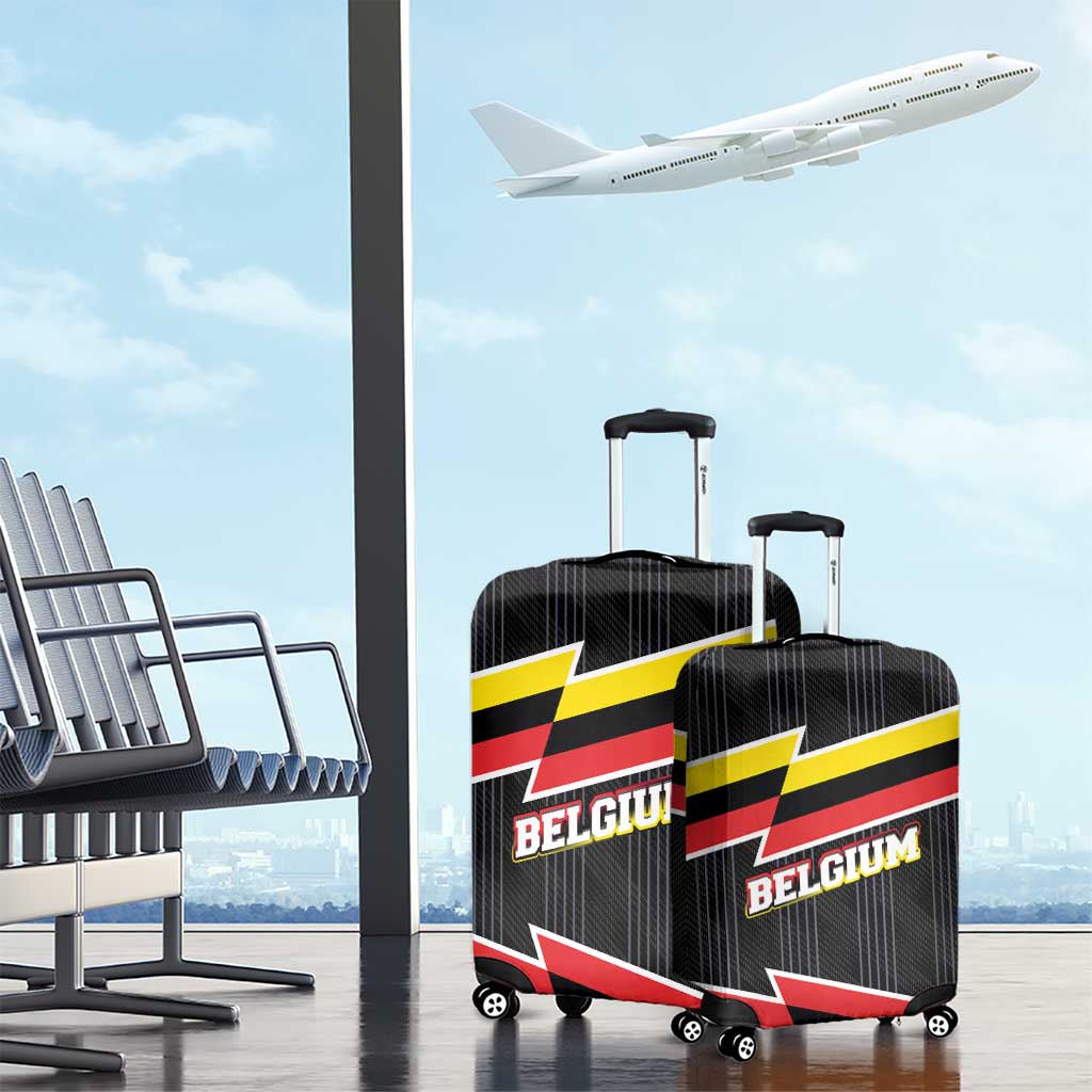 Belgium Luggage Cover with Black Red Yellow Lightning Flag Stripe Spirit TS04