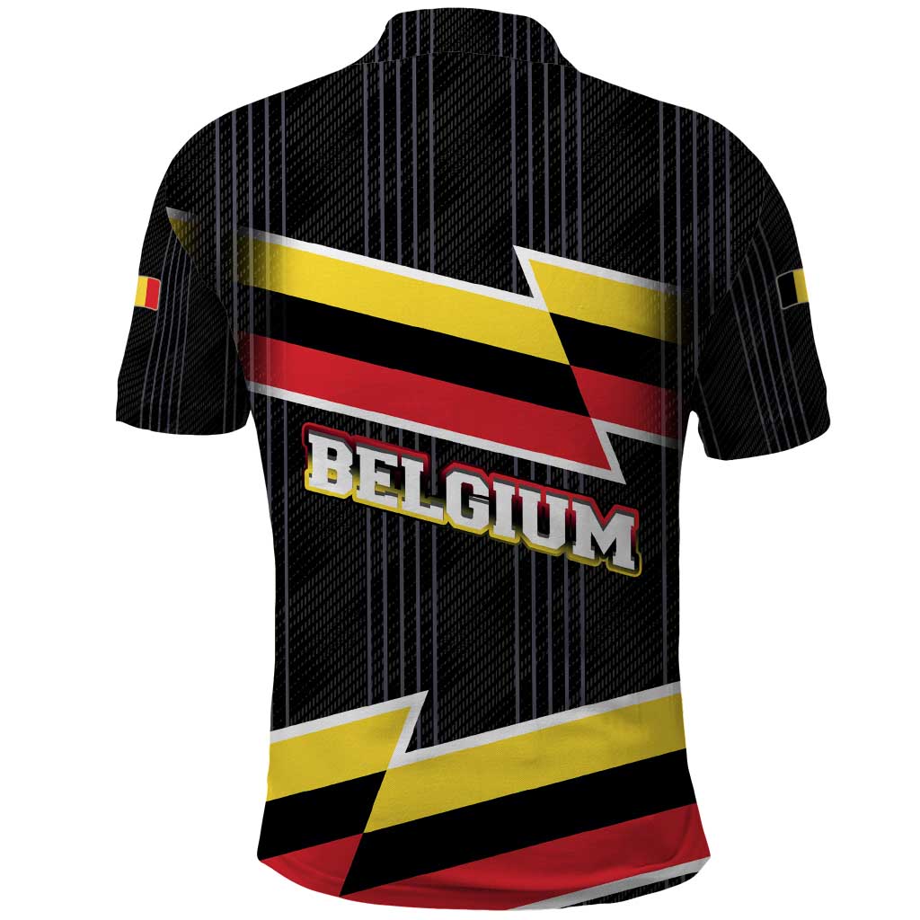 Belgium Polo Shirt with Black Red Yellow Lightning Flag Stripe Spirit TS04