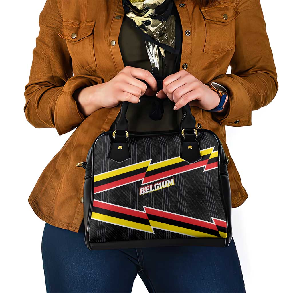 Belgium Shoulder Handbag with Black Red Yellow Lightning Flag Stripe Spirit TS04