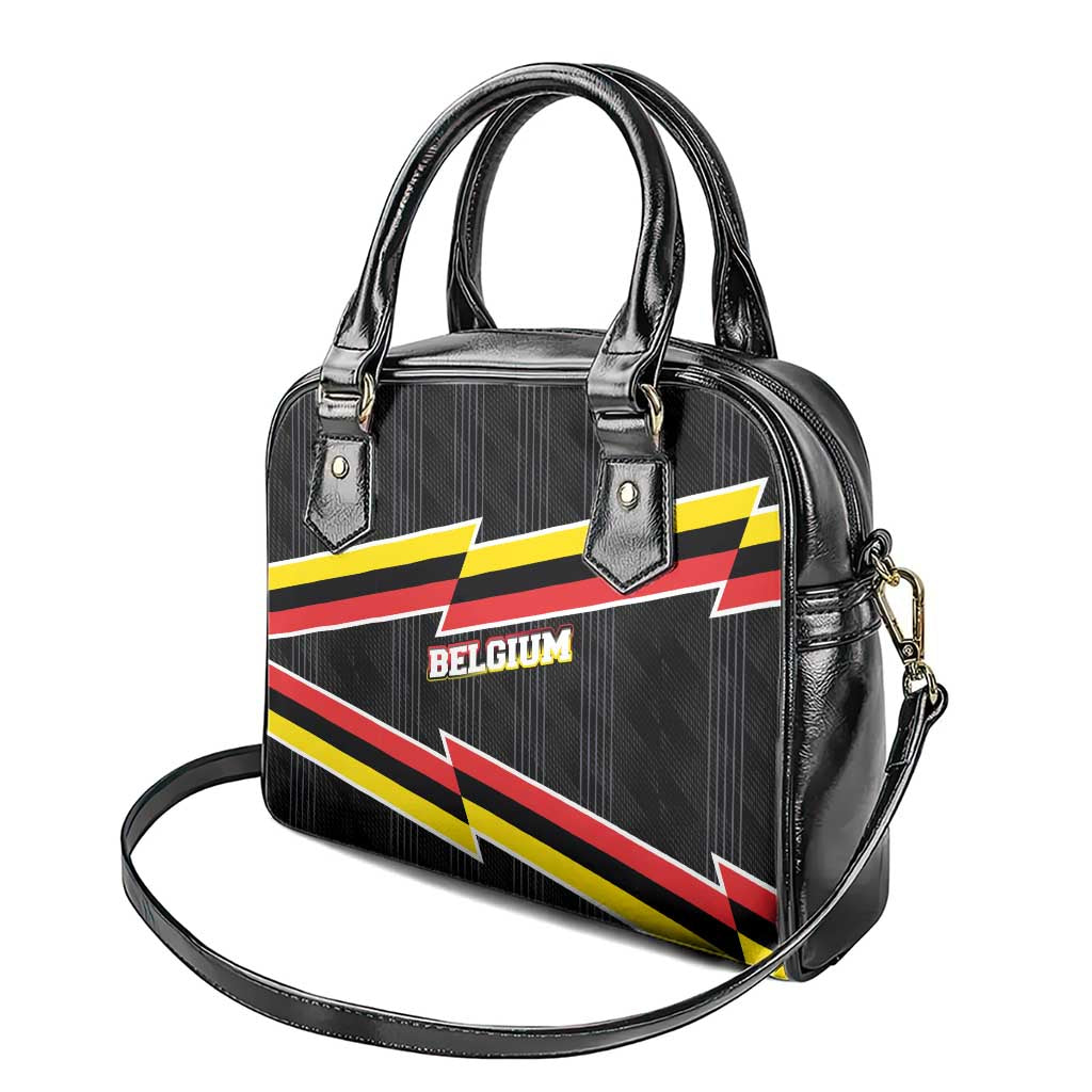Belgium Shoulder Handbag with Black Red Yellow Lightning Flag Stripe Spirit TS04