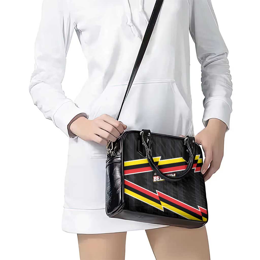 Belgium Shoulder Handbag with Black Red Yellow Lightning Flag Stripe Spirit TS04