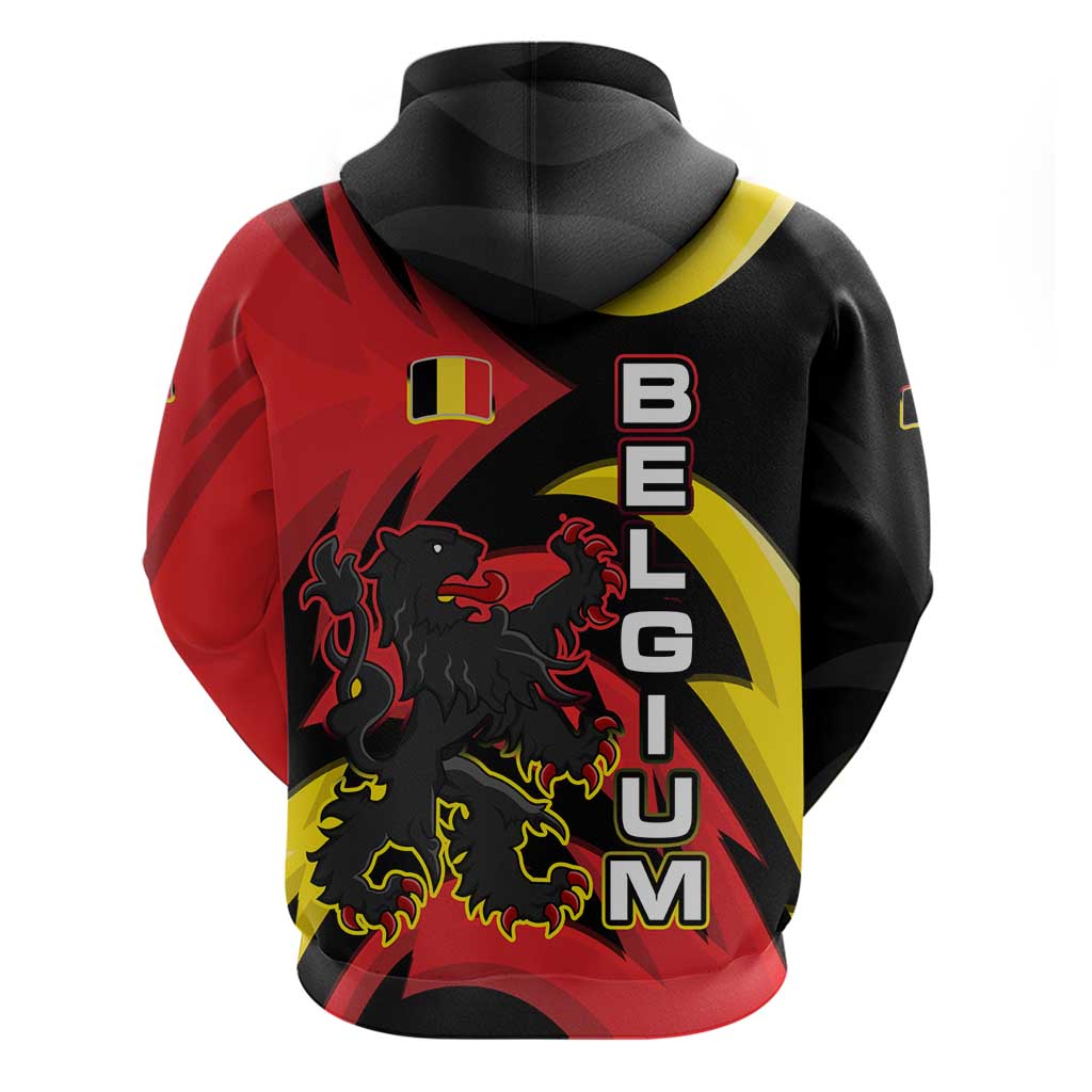 Belgium Hoodie with Black Red Lion Crest Flag Flame Spirit TS04