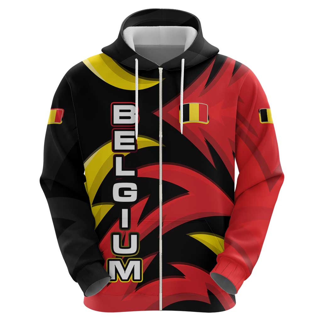 Belgium Hoodie with Black Red Lion Crest Flag Flame Spirit TS04