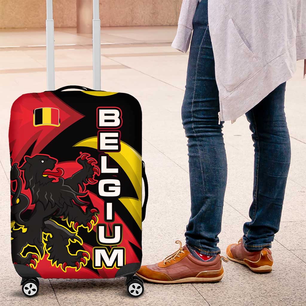 Belgium Luggage Cover with Black Red Lion Crest Flag Flame Spirit TS04