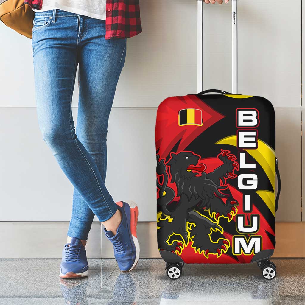 Belgium Luggage Cover with Black Red Lion Crest Flag Flame Spirit TS04