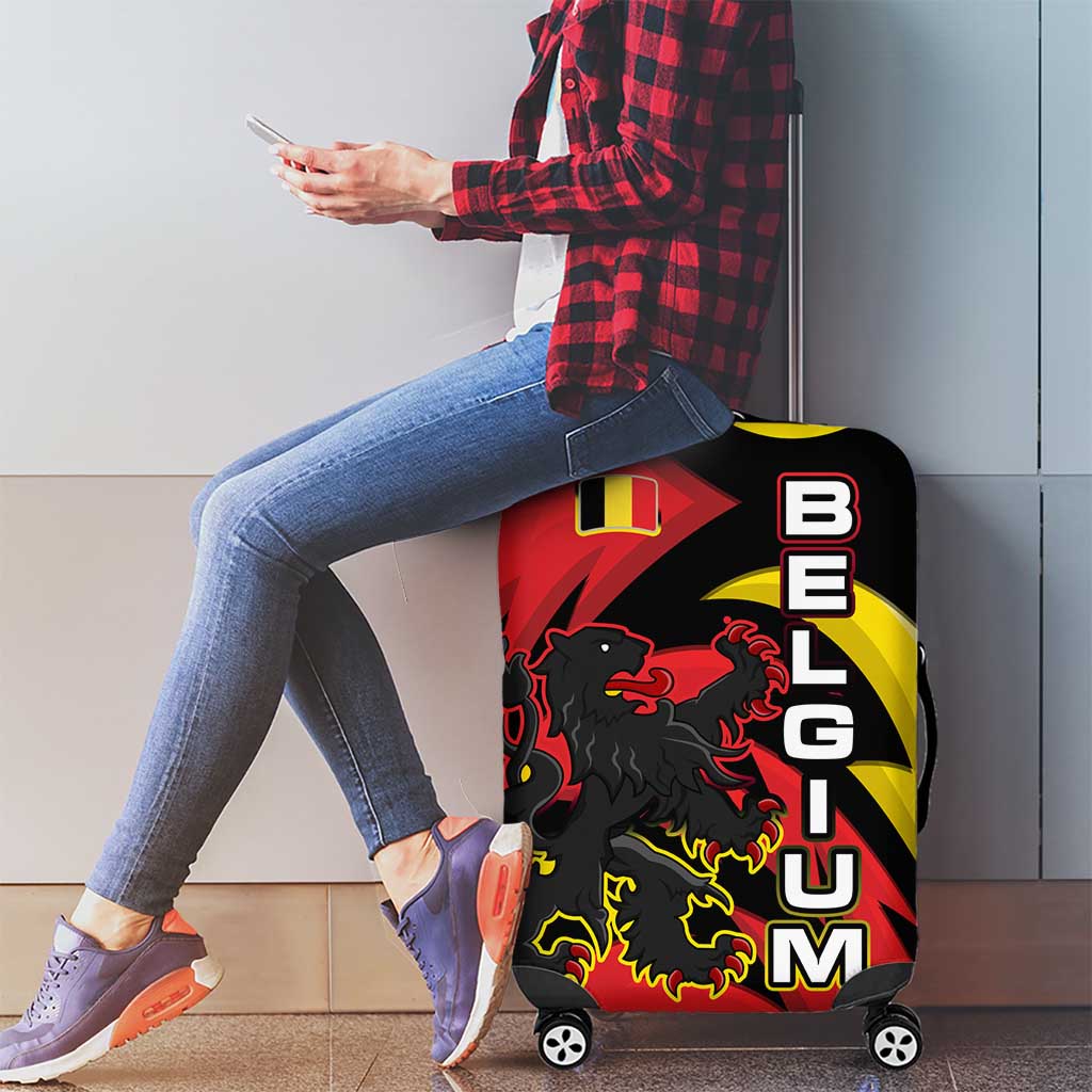 Belgium Luggage Cover with Black Red Lion Crest Flag Flame Spirit TS04