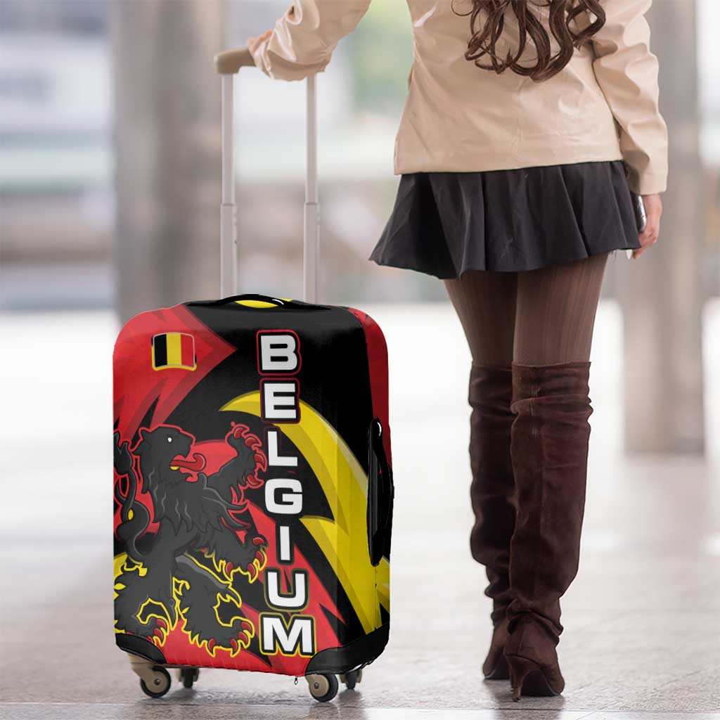 Belgium Luggage Cover with Black Red Lion Crest Flag Flame Spirit TS04