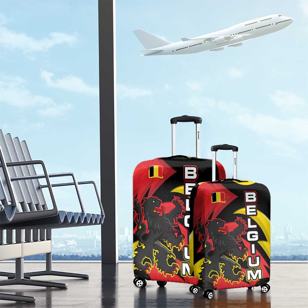 Belgium Luggage Cover with Black Red Lion Crest Flag Flame Spirit TS04