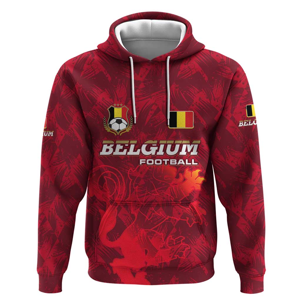 Belgium Hoodie with Football Red Map Crest Rose Spirit TS04