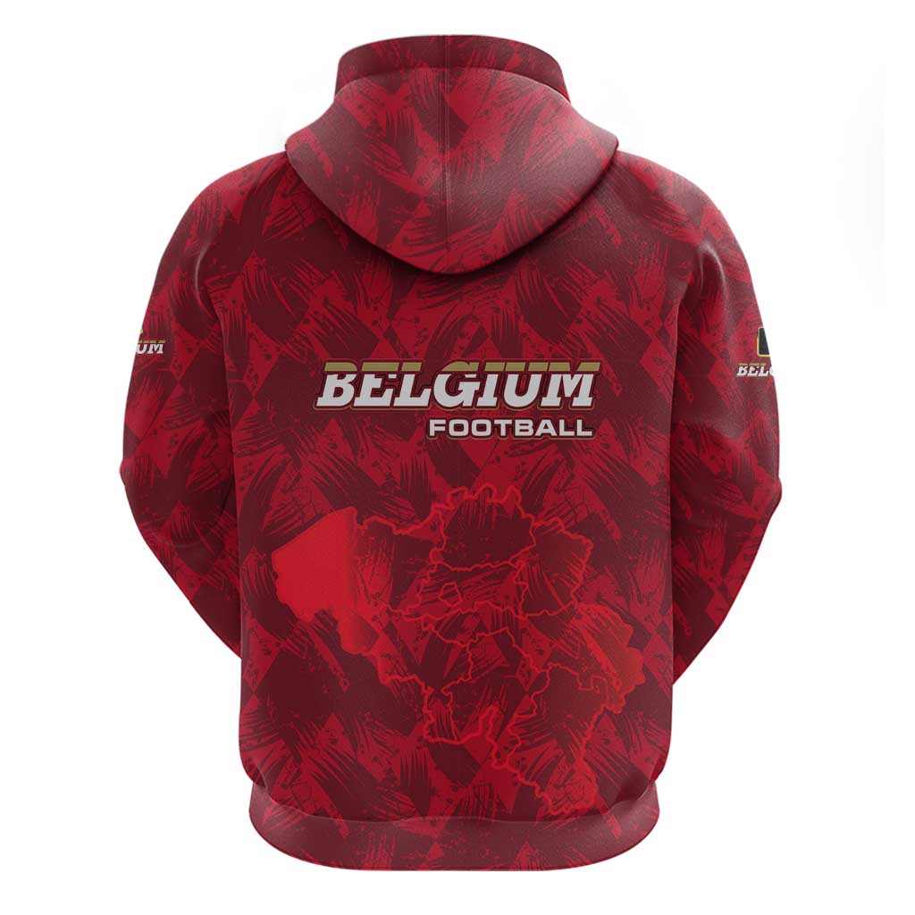 Belgium Hoodie with Football Red Map Crest Rose Spirit TS04