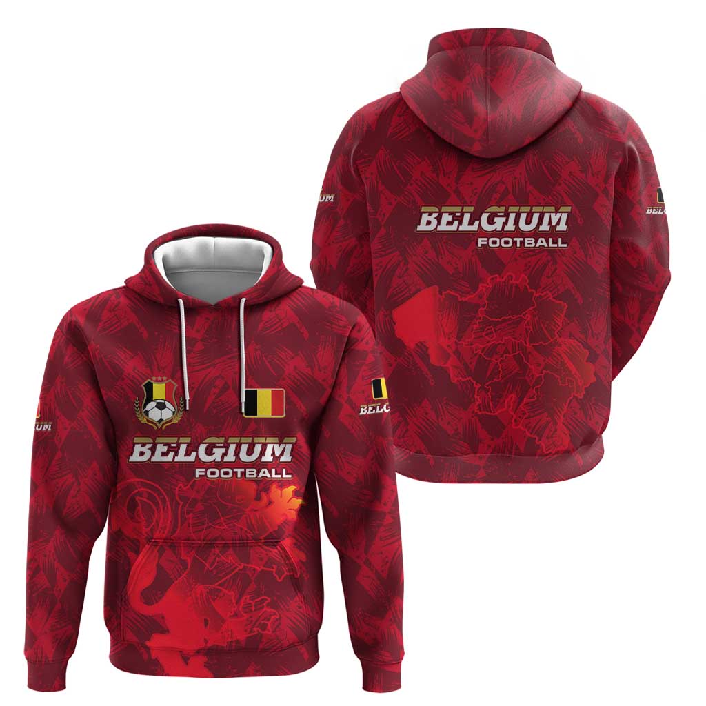 Belgium Hoodie with Football Red Map Crest Rose Spirit TS04