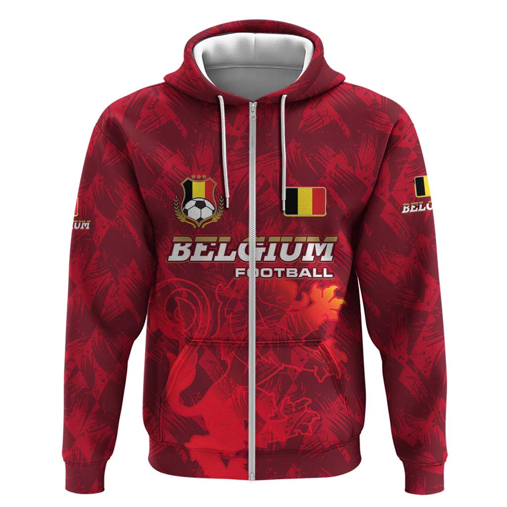 Belgium Hoodie with Football Red Map Crest Rose Spirit TS04