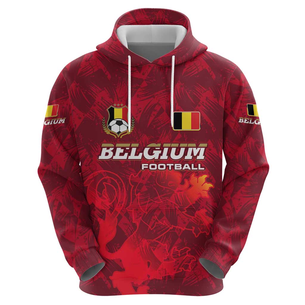Belgium Hoodie with Football Red Map Crest Rose Spirit TS04