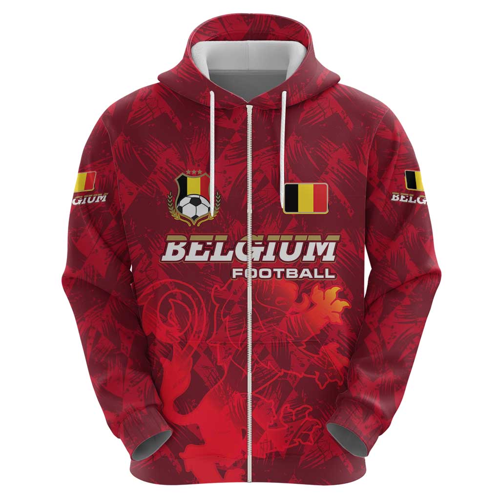Belgium Hoodie with Football Red Map Crest Rose Spirit TS04