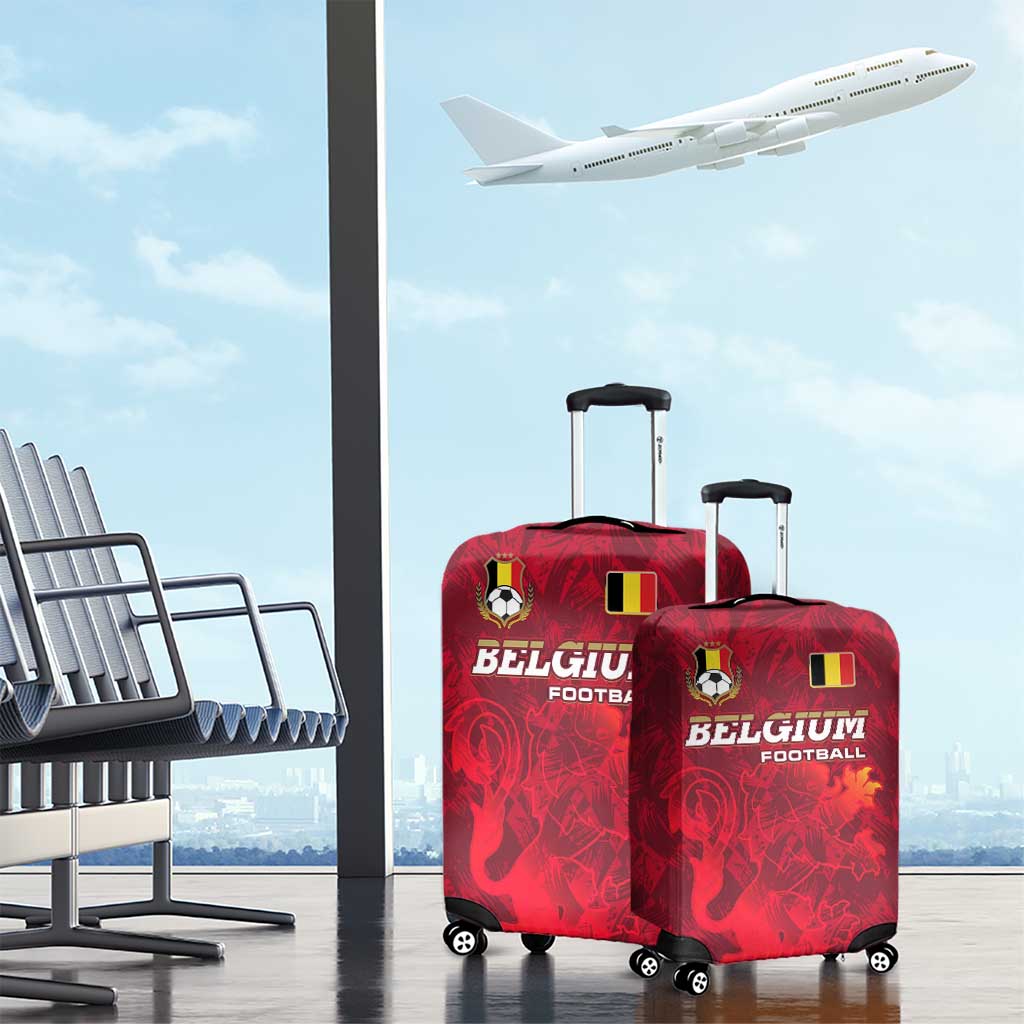 Belgium Luggage Cover with Football Red Map Crest Rose Spirit TS04