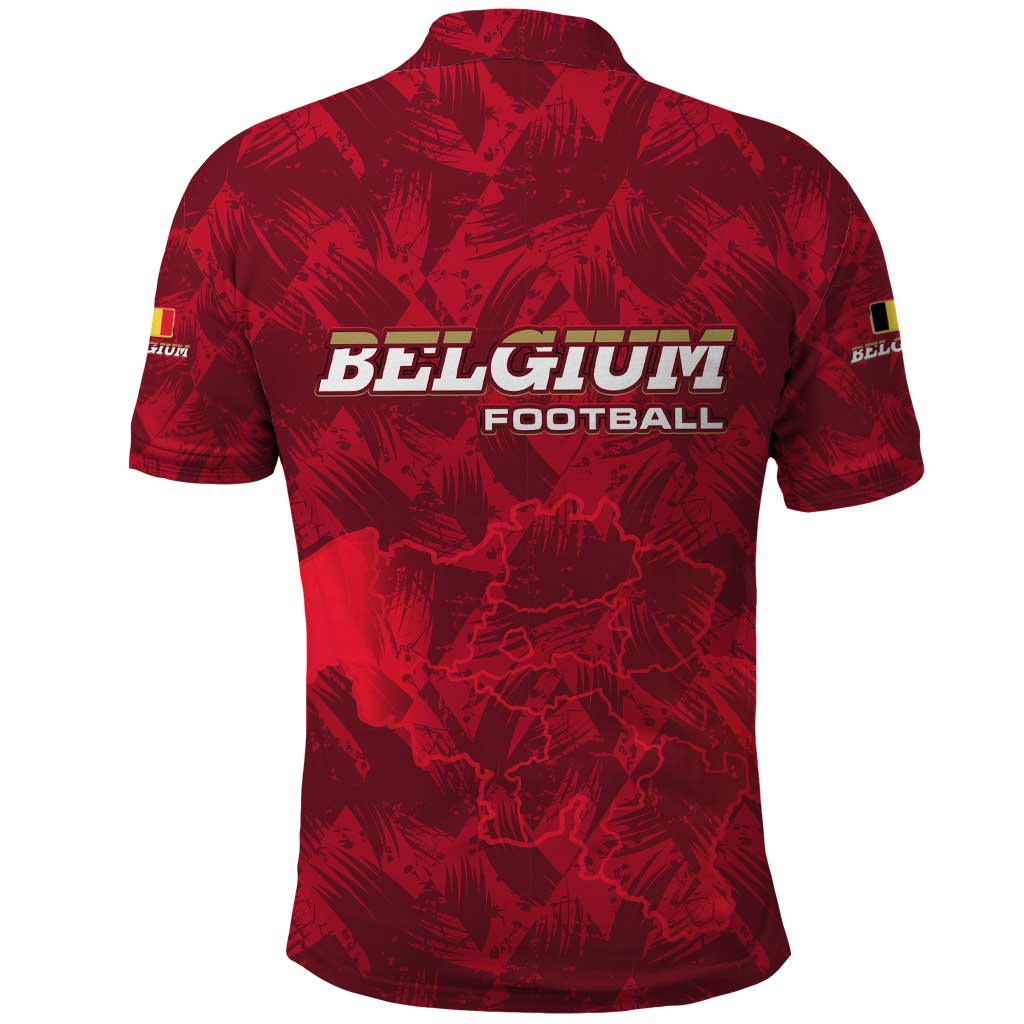 Belgium Polo Shirt with Football Red Map Crest Rose Spirit TS04