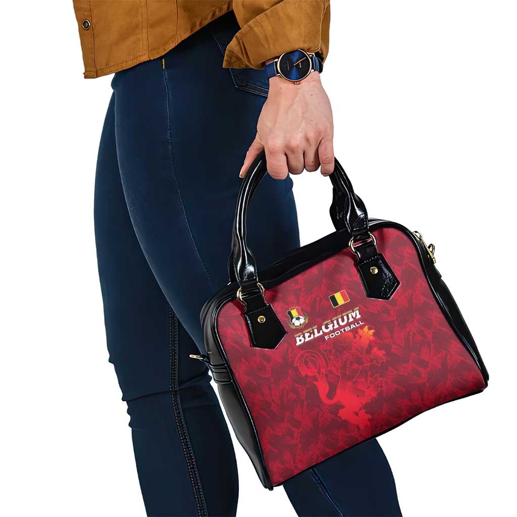 Belgium Shoulder Handbag with Football Red Map Crest Rose Spirit TS04