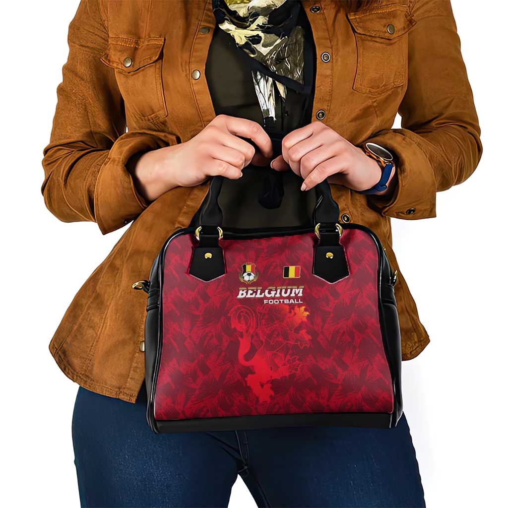 Belgium Shoulder Handbag with Football Red Map Crest Rose Spirit TS04