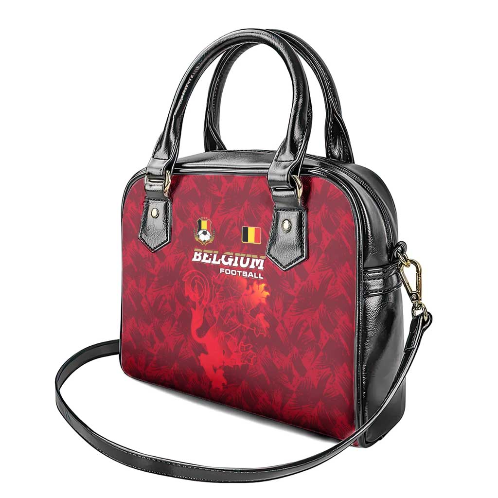 Belgium Shoulder Handbag with Football Red Map Crest Rose Spirit TS04