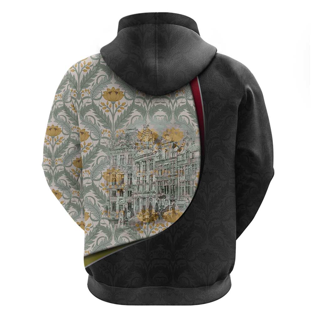 Belgium Hoodie with Grand Place Brussels Art Nouveau Floral Spirit TS04
