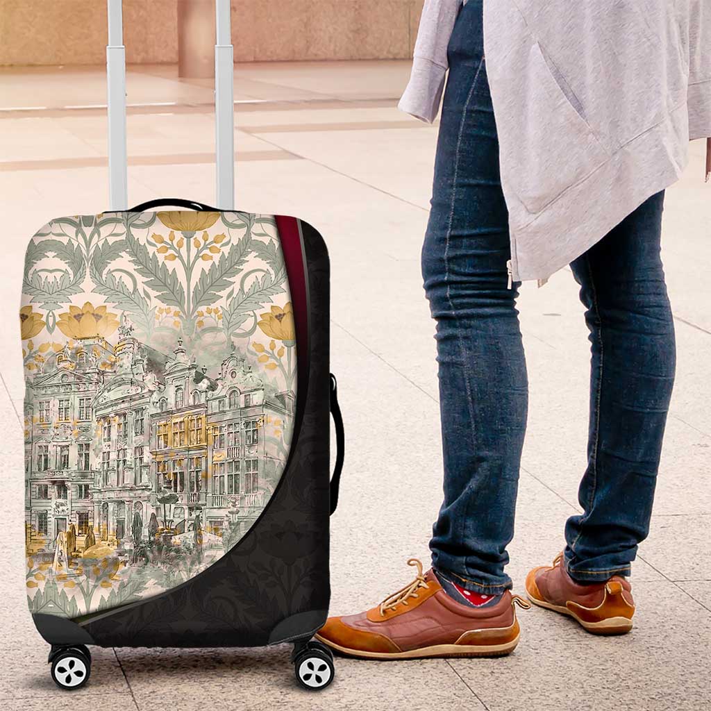 Belgium Luggage Cover with Grand Place Brussels Art Nouveau Floral Spirit TS04