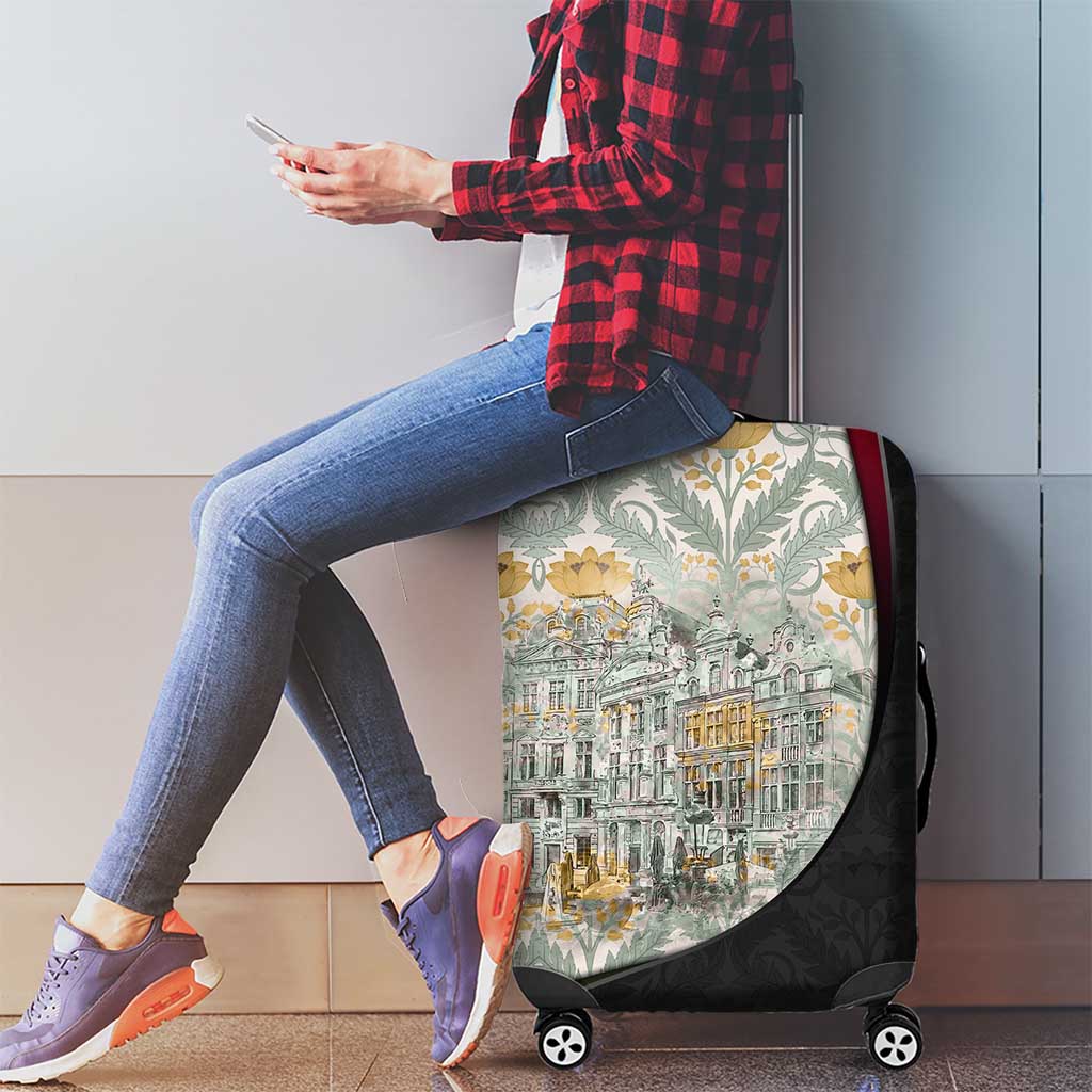 Belgium Luggage Cover with Grand Place Brussels Art Nouveau Floral Spirit TS04