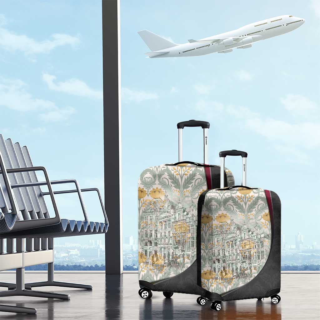 Belgium Luggage Cover with Grand Place Brussels Art Nouveau Floral Spirit TS04