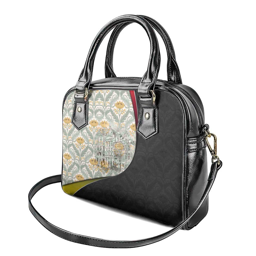 Belgium Shoulder Handbag with Grand Place Brussels Art Nouveau Floral Spirit TS04